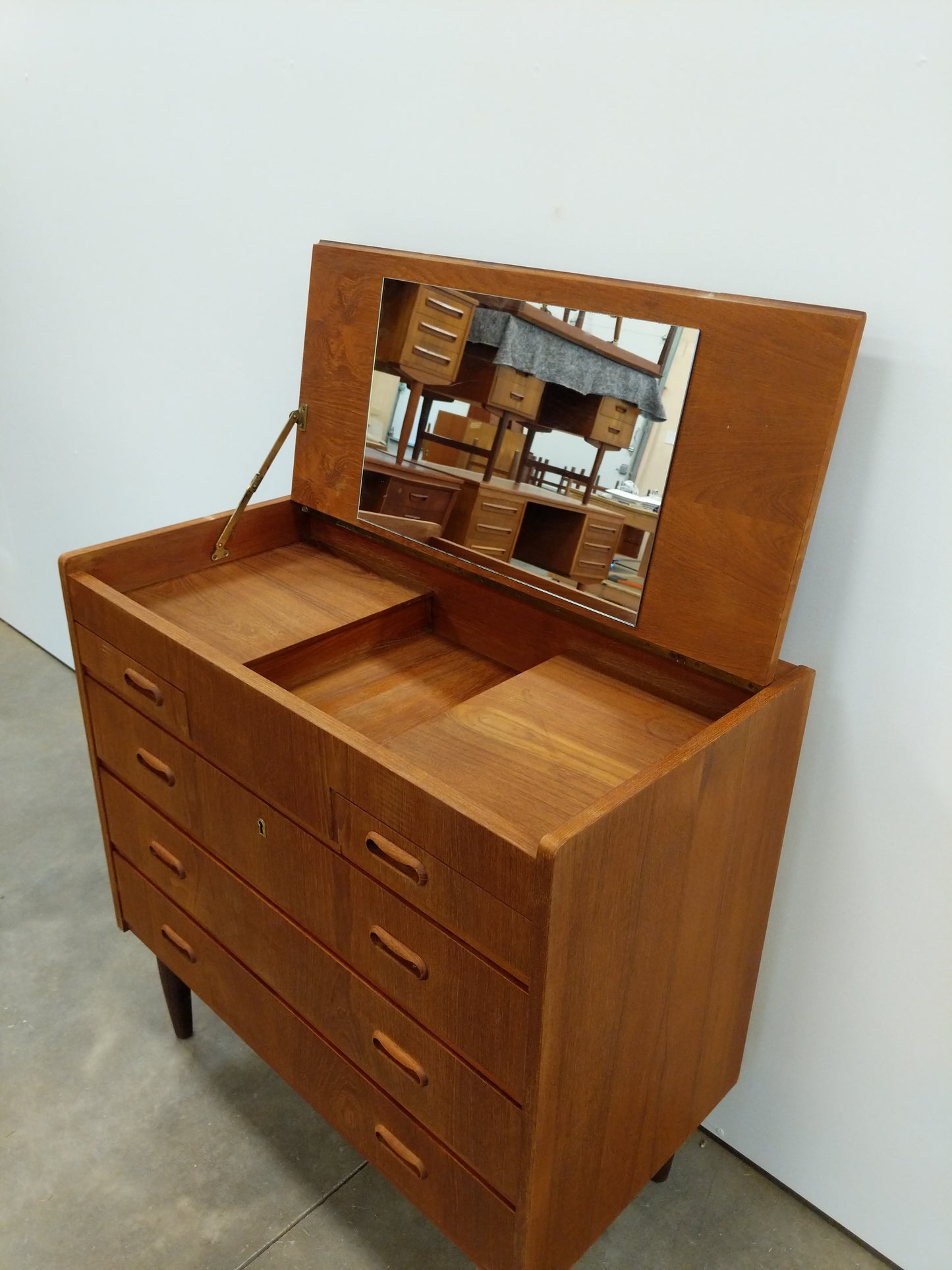 Vintage Danish Modern Teak Low Dresser / Vanity