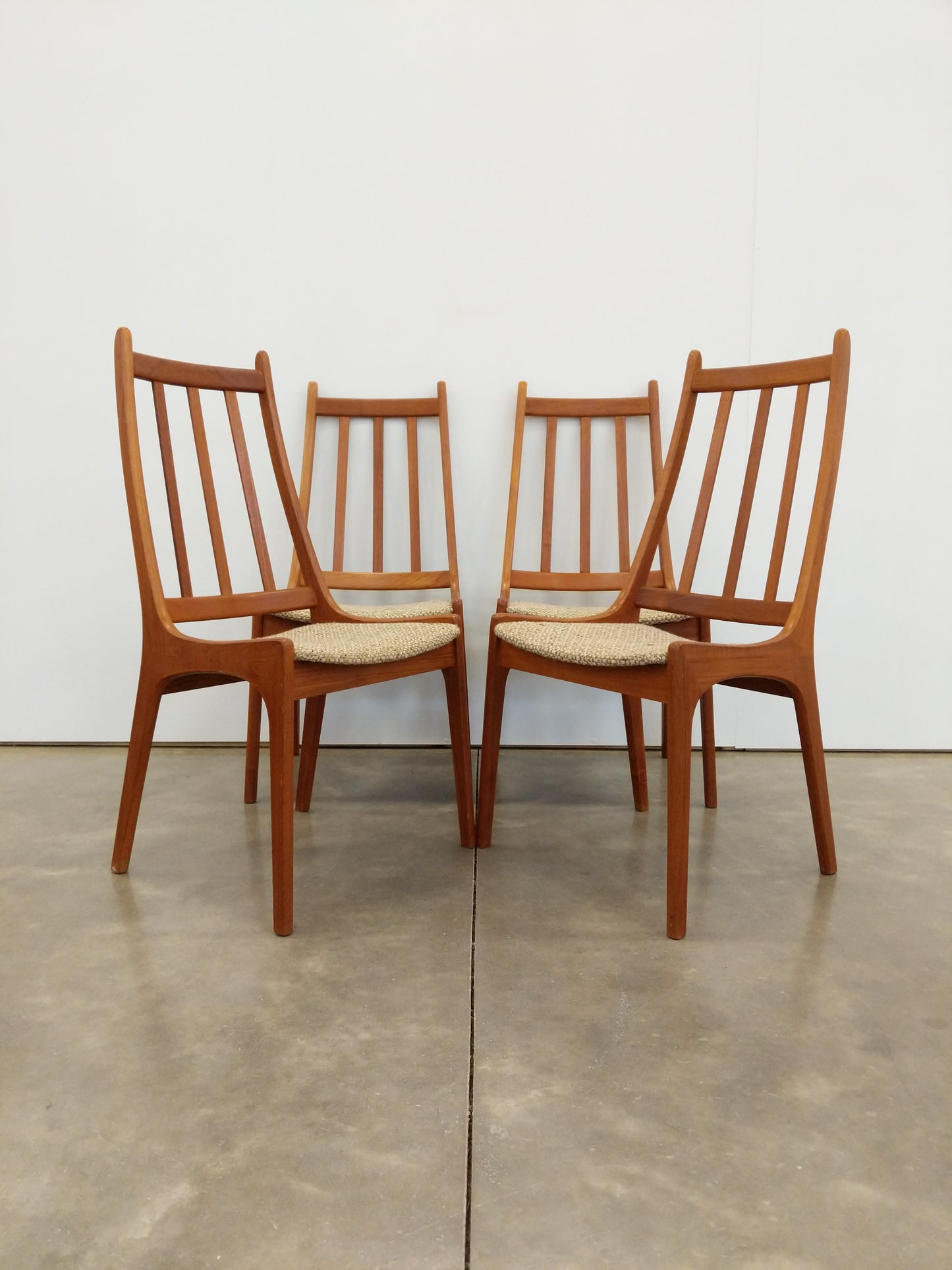 Set of 4 Vintage Mid Century Modern Teak Dining Chairs