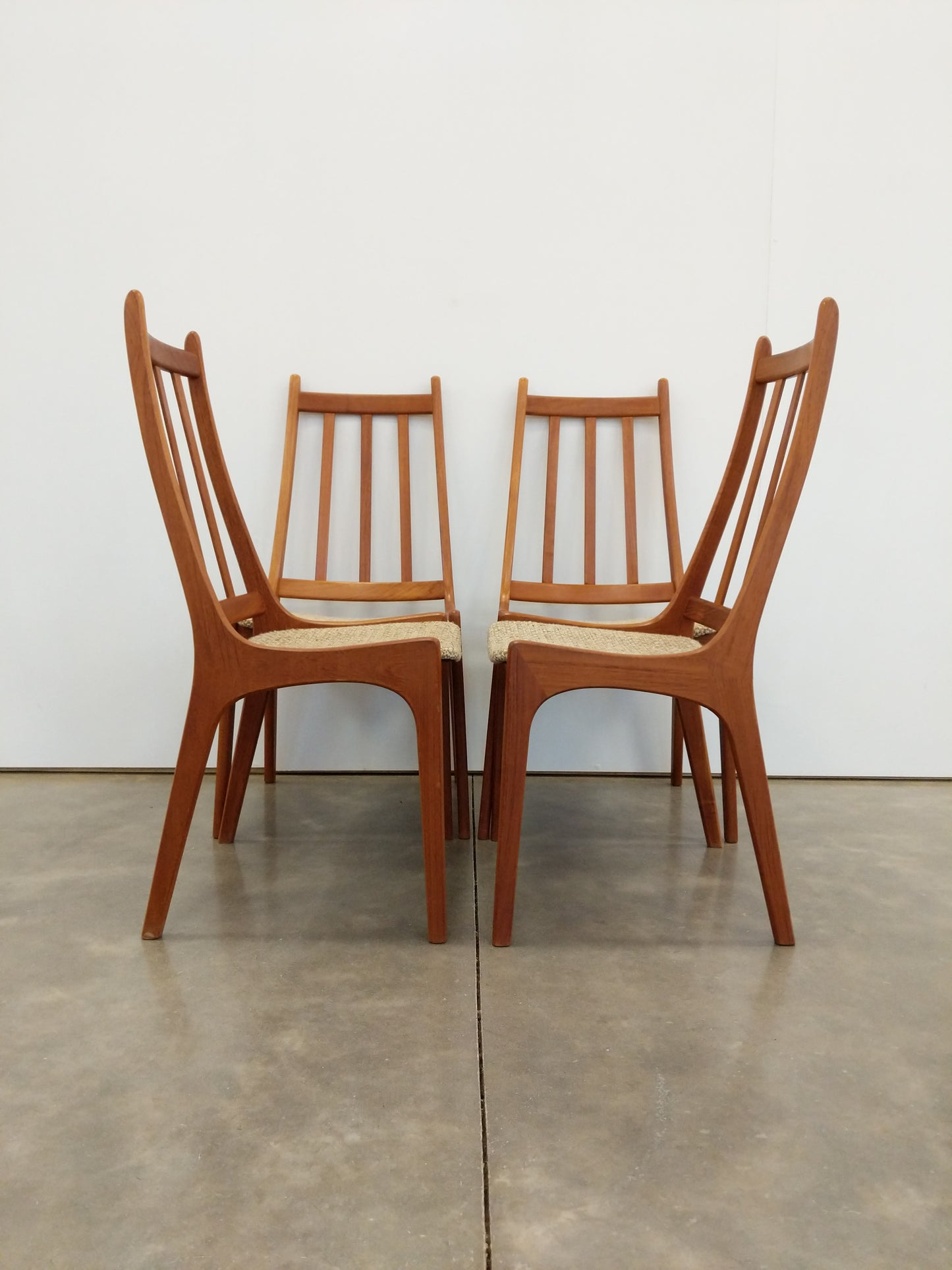 Set of 4 Vintage Mid Century Modern Teak Dining Chairs