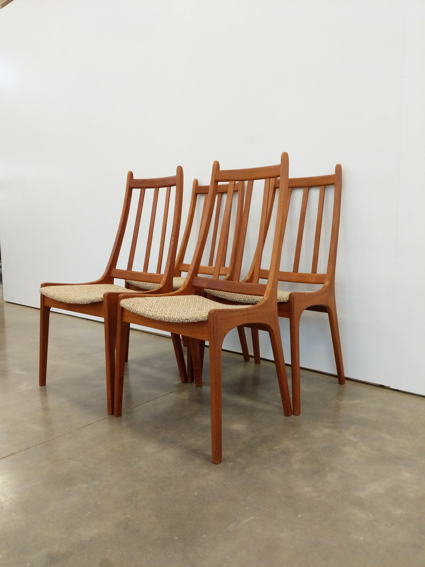 Set of 4 Vintage Mid Century Modern Teak Dining Chairs