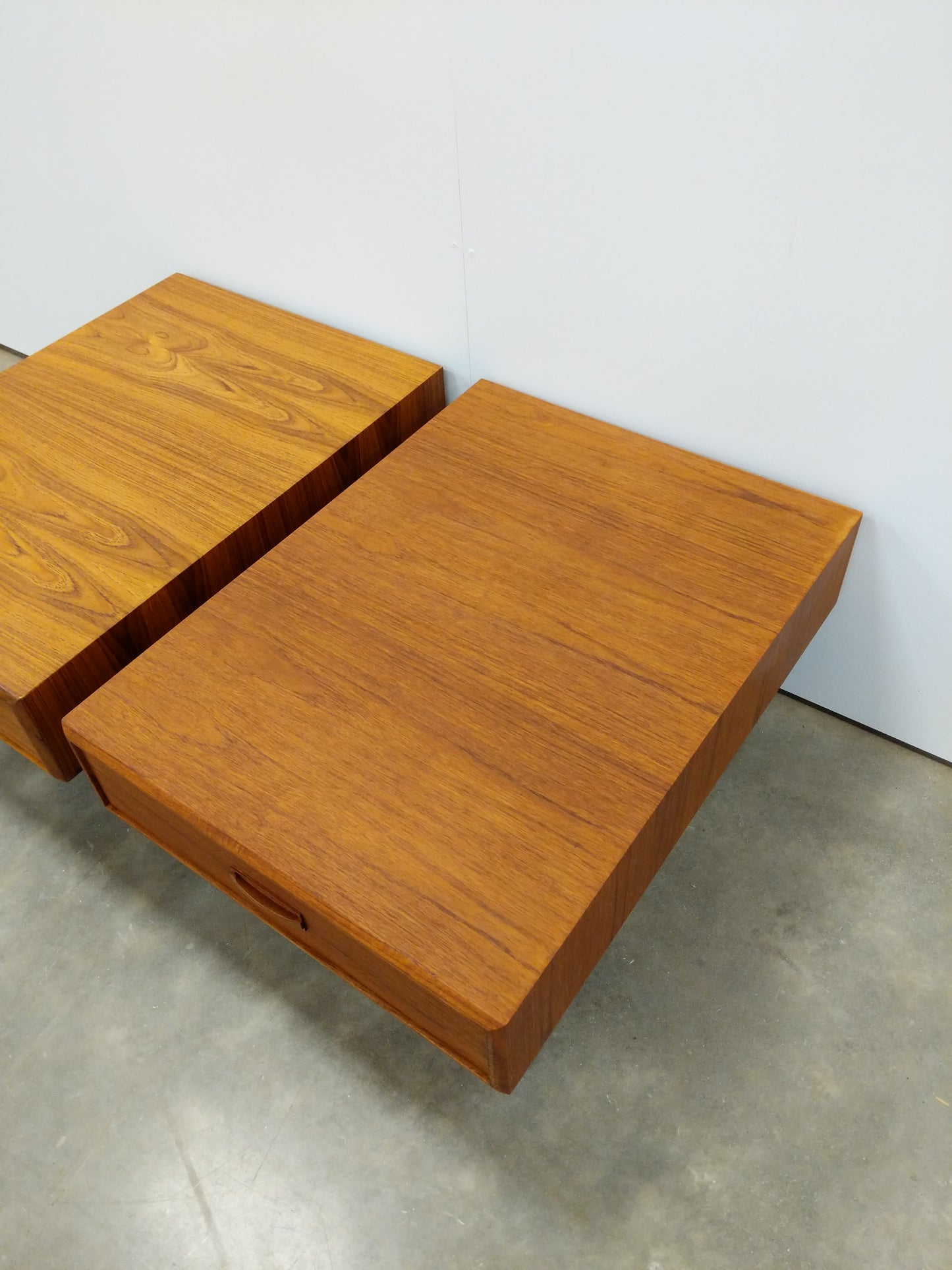 Pair of Vintage Mid Century Modern Teak Nightstands / Side Tables by RS Associates