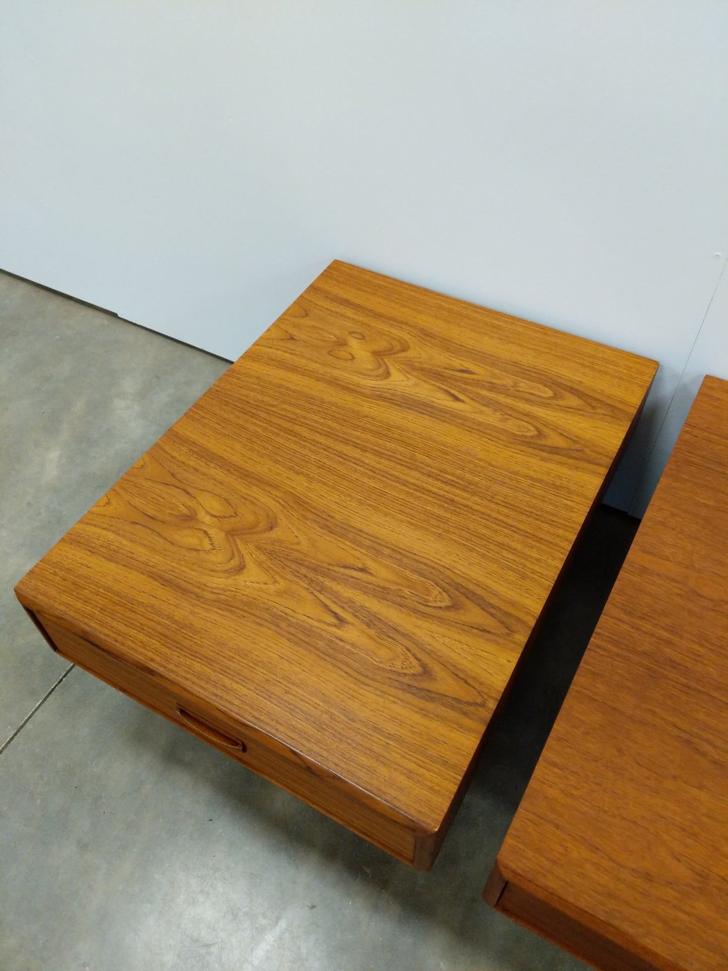 Pair of Vintage Mid Century Modern Teak Nightstands / Side Tables by RS Associates