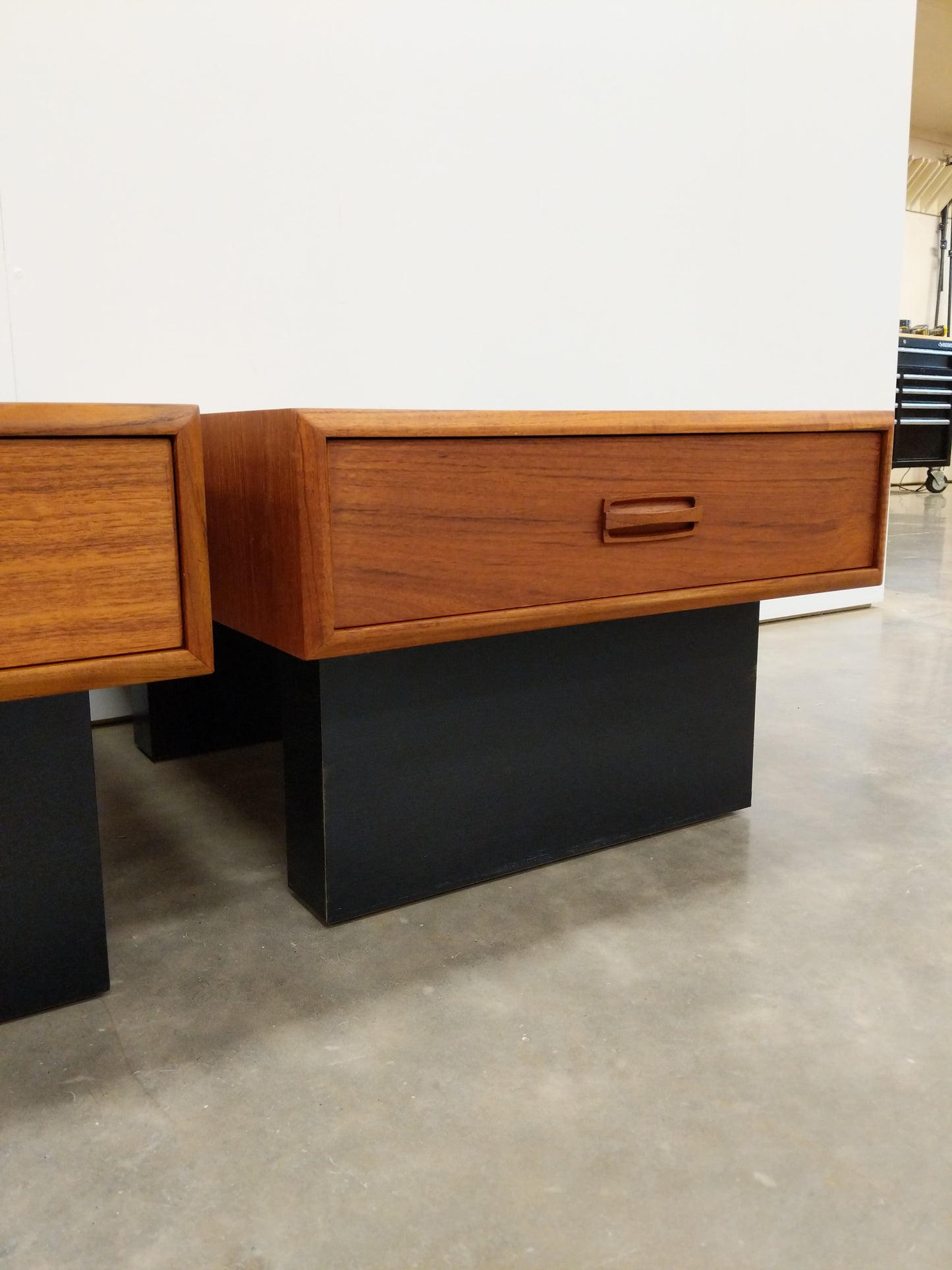 Pair of Vintage Mid Century Modern Teak Nightstands / Side Tables by RS Associates