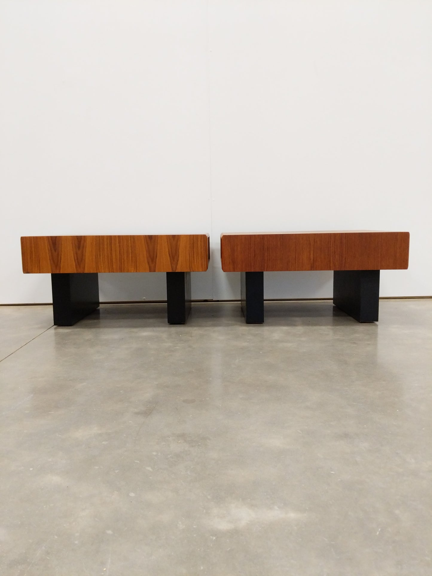 Pair of Vintage Mid Century Modern Teak Nightstands / Side Tables by RS Associates