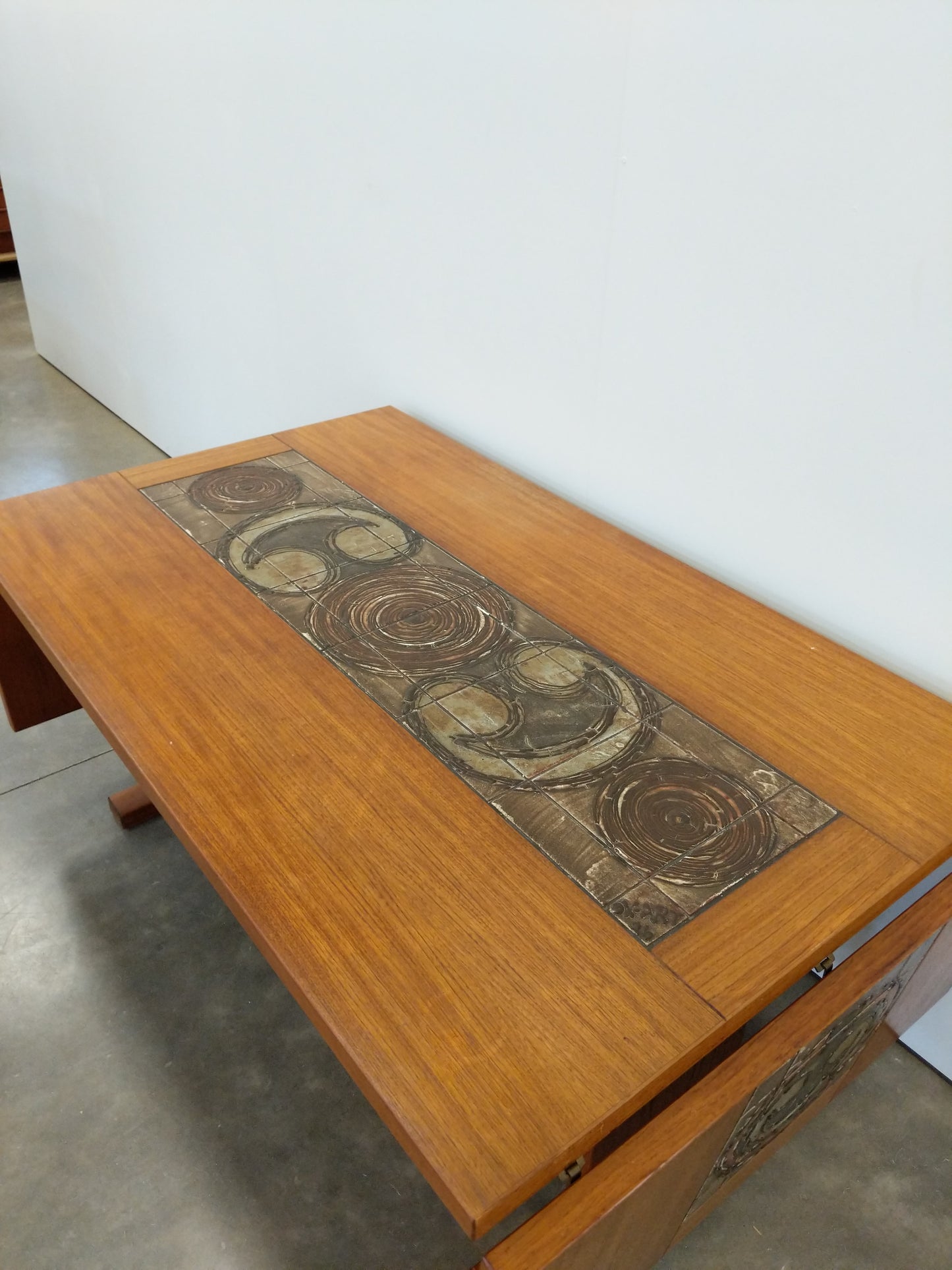 Vintage Mid Century Modern Teak and Tile Ox Art Dining Table