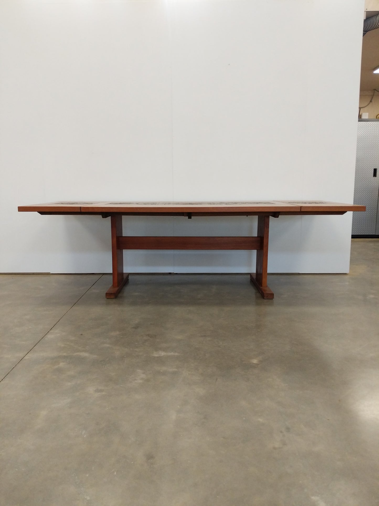 Vintage Mid Century Modern Teak and Tile Ox Art Dining Table