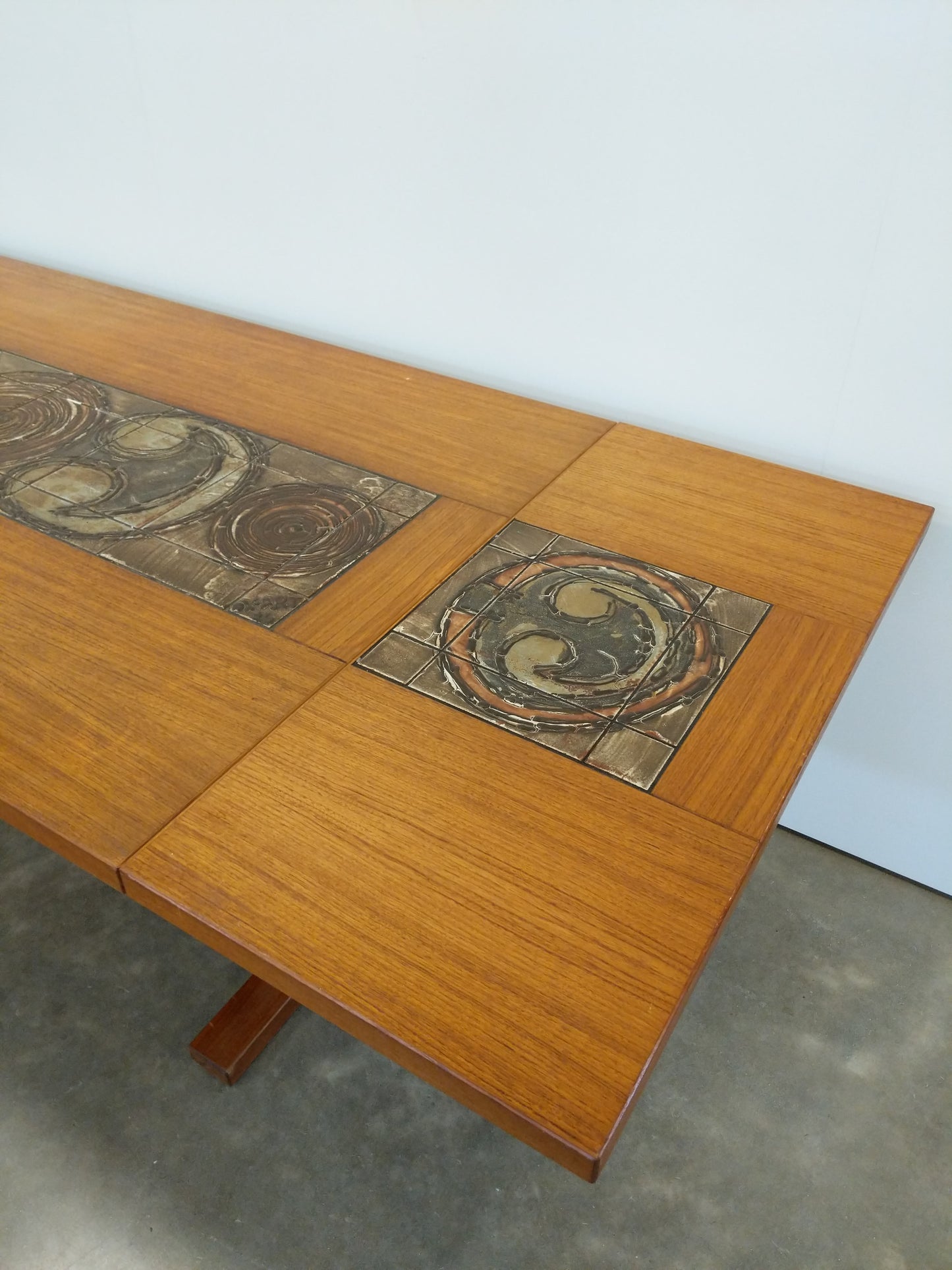 Vintage Mid Century Modern Teak and Tile Ox Art Dining Table