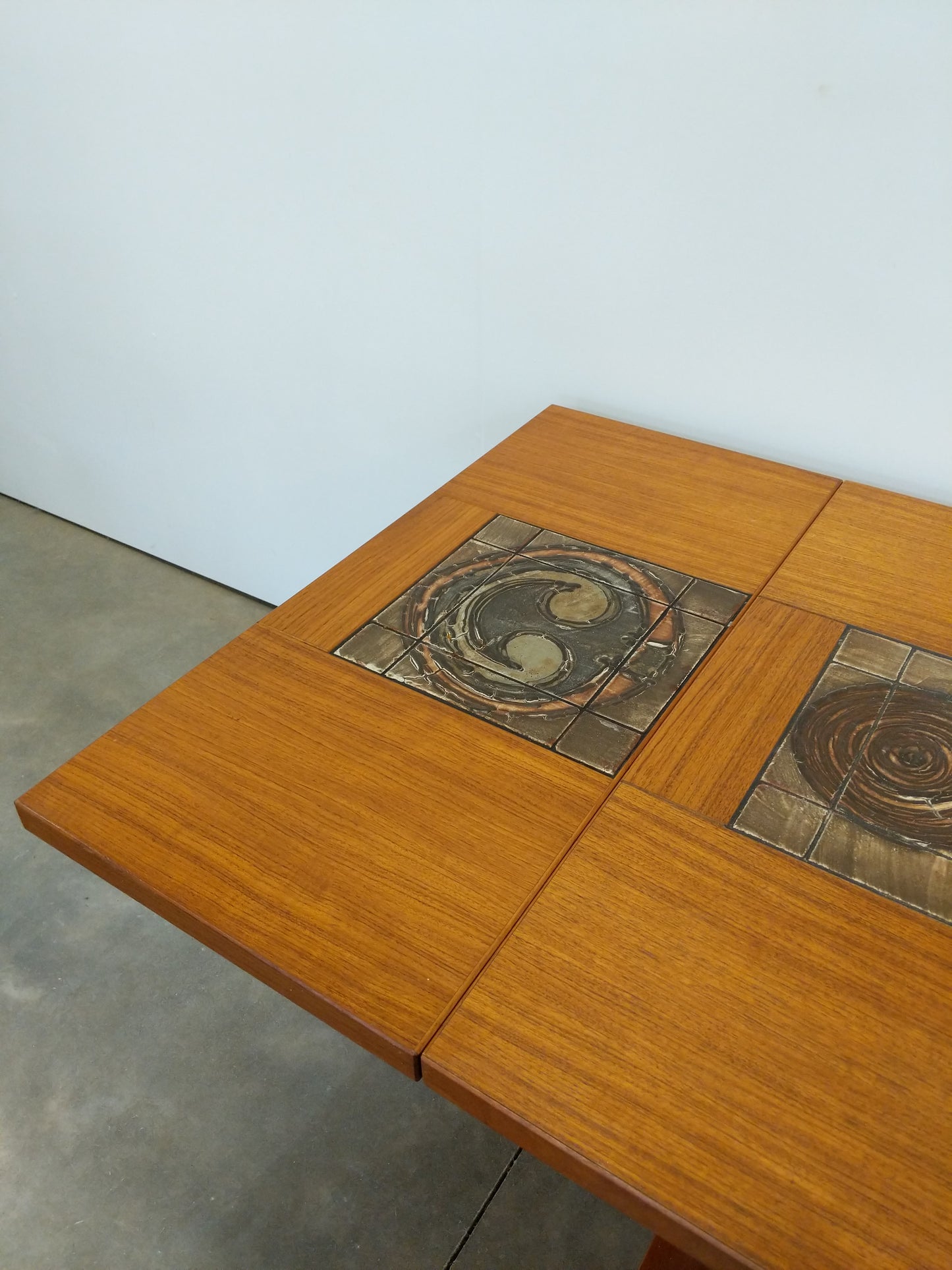 Vintage Mid Century Modern Teak and Tile Ox Art Dining Table