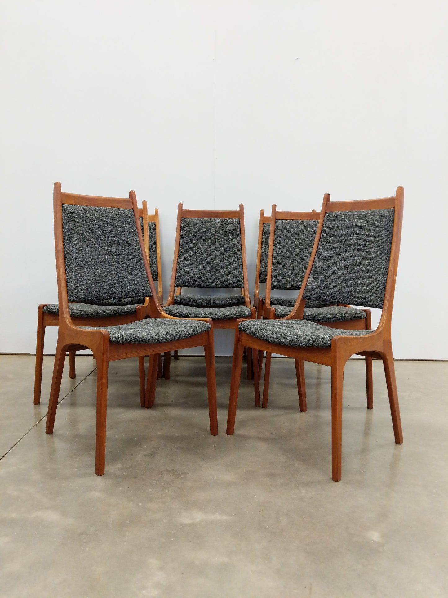 Set of 8 Vintage Mid Century Modern Teak Dining Chairs by Nordic Furniture