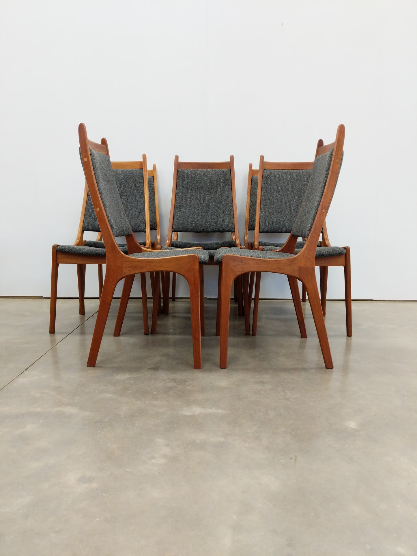 Set of 8 Vintage Mid Century Modern Teak Dining Chairs by Nordic Furniture