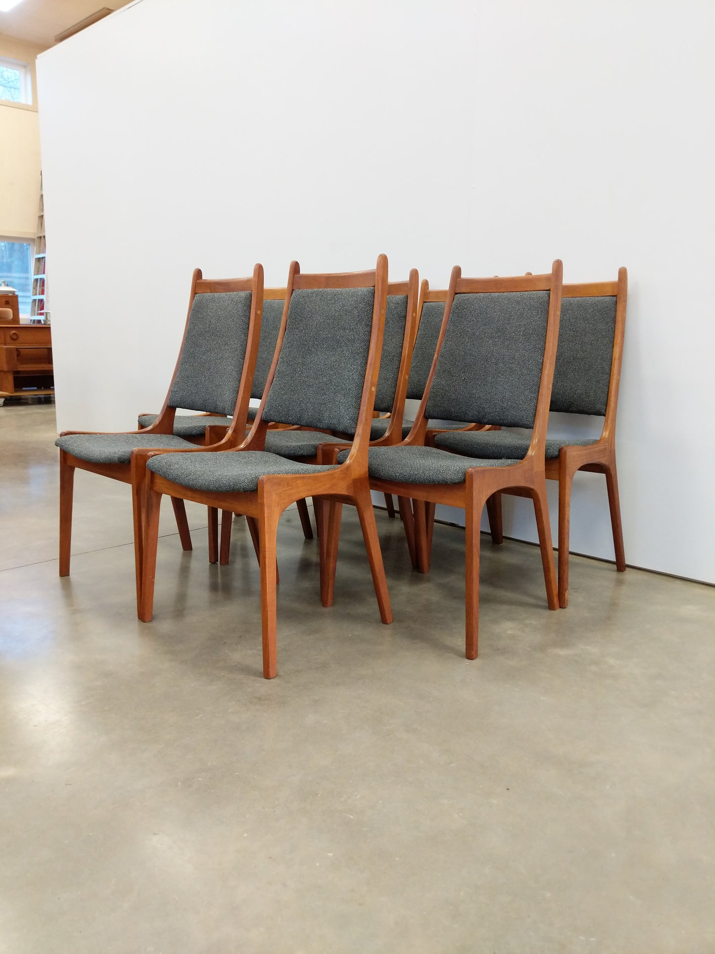 Set of 8 Vintage Mid Century Modern Teak Dining Chairs by Nordic Furniture