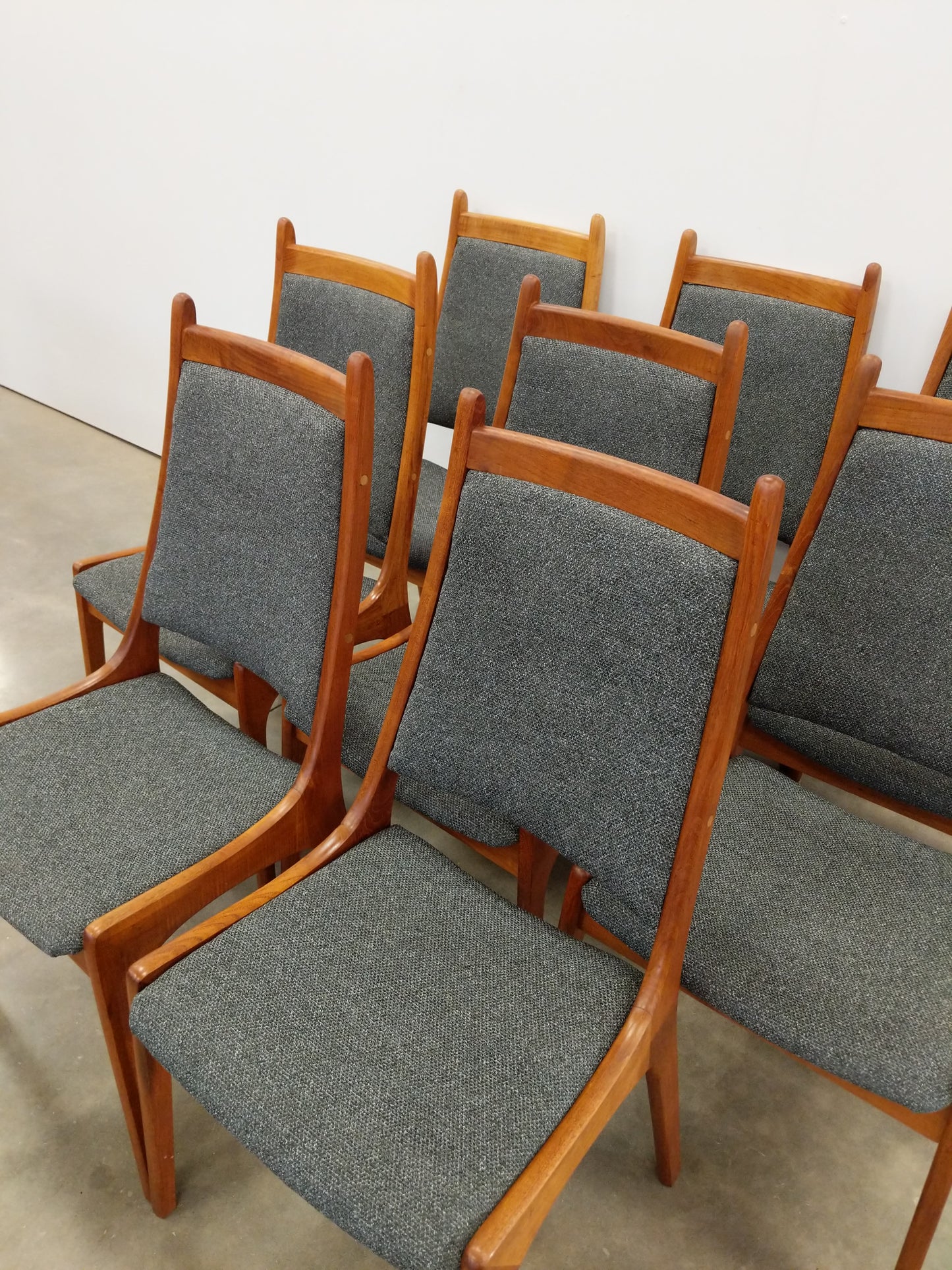 Set of 8 Vintage Mid Century Modern Teak Dining Chairs by Nordic Furniture